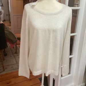 NWT Ann Taylor. Light-weight sweater. Soft, flattering with pearls at cuffs L